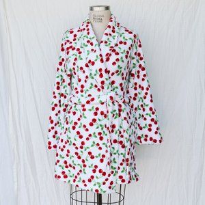 Cherry Print Terry Bathrobe Size L